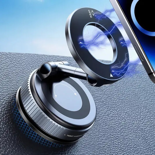 Guccqueen Universal Magnetic Car Phone Holder Strong Vacuum Suction Cup Mount for All Smartphones & Vehicles Foldable Design Works on Dashboard Gym & Bathroom Mirrors